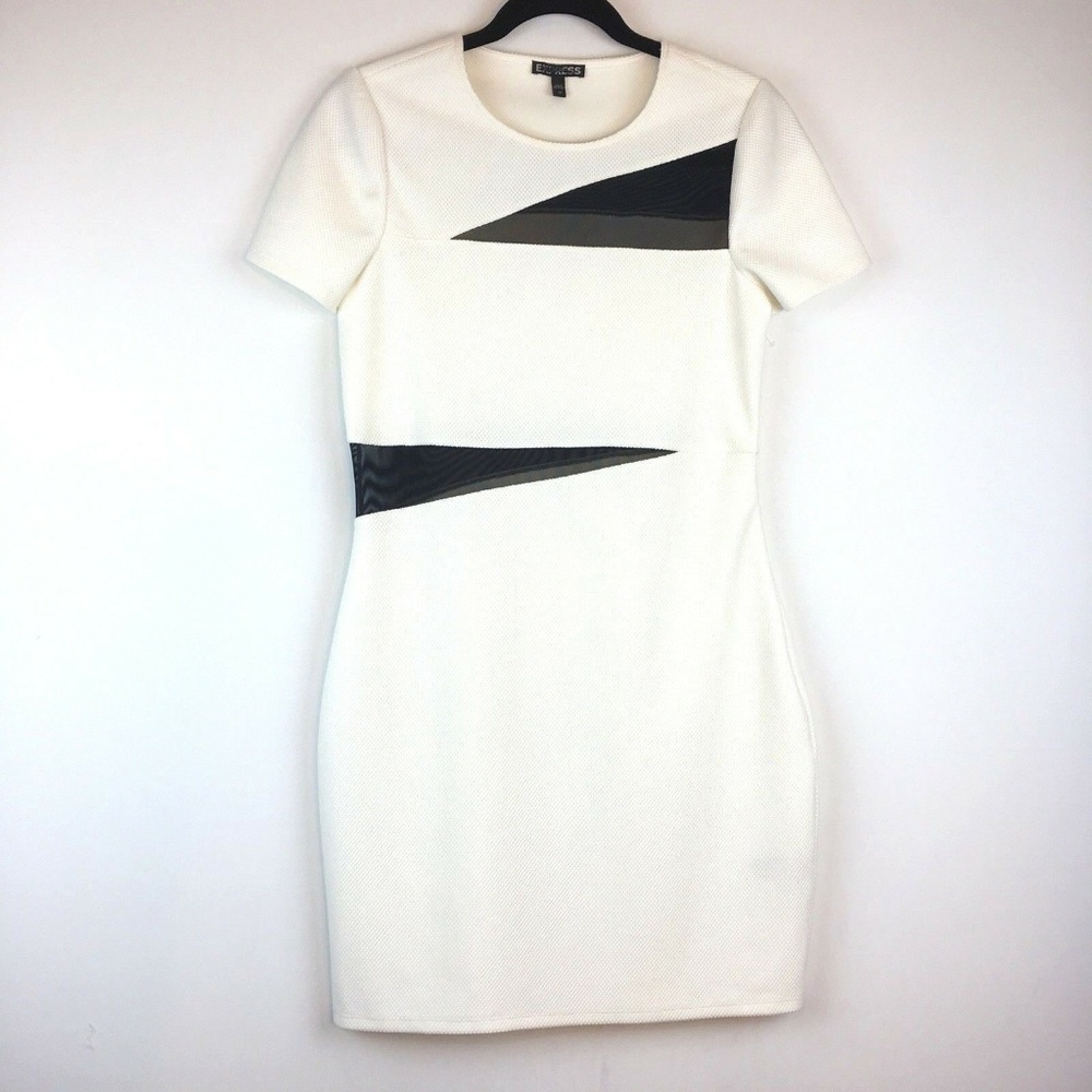 Express Bodycon Dress Womens Size 10 Ivory Black